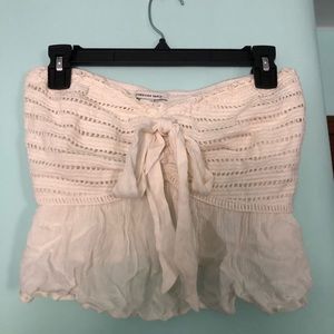 White strapless tubed babydoll top